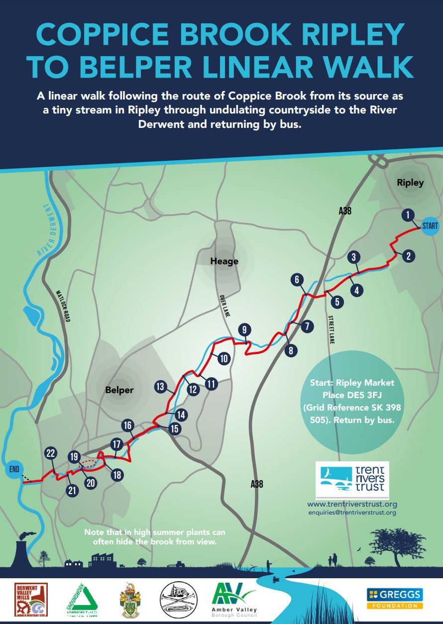 Coppice Brook walk map from Ripley to Belper