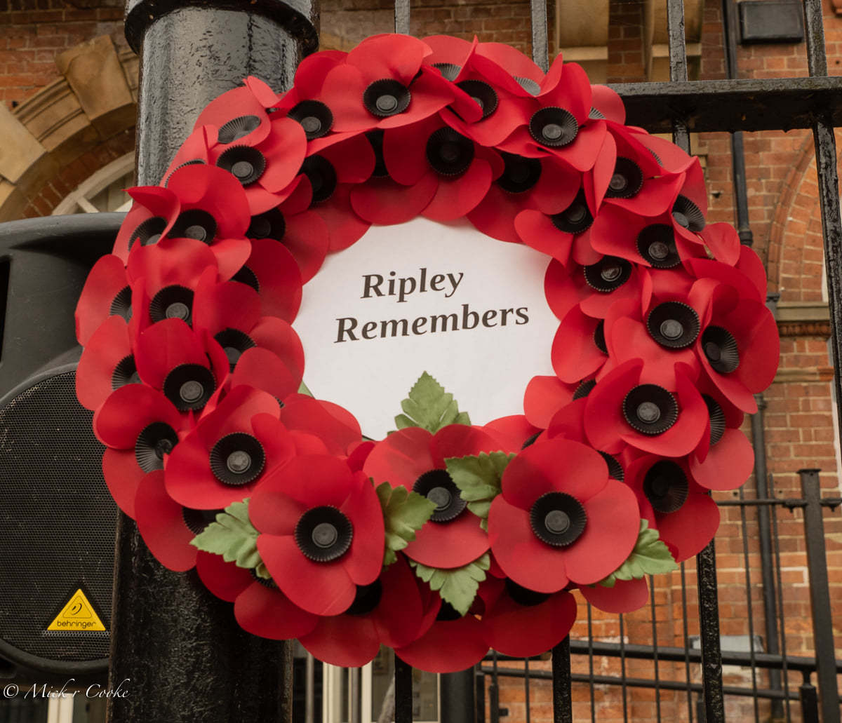 Remembrance wreath with red poppies