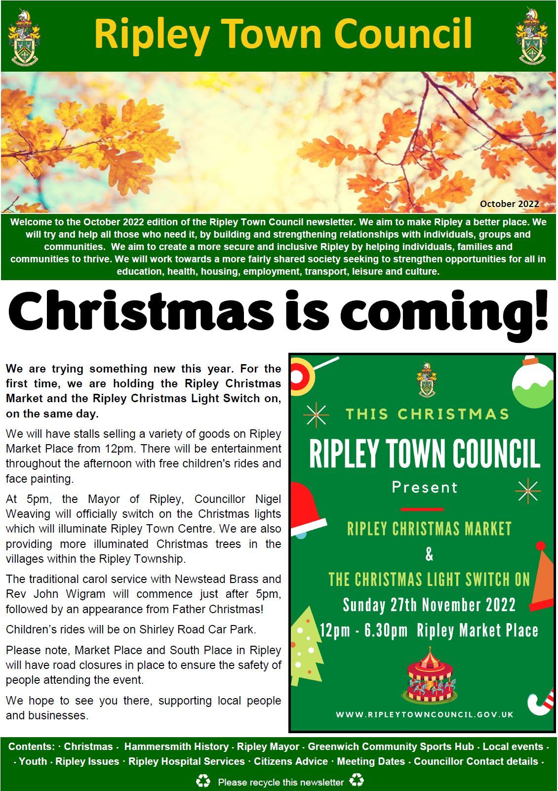 October 2022 Ripley Town Council newsletter
