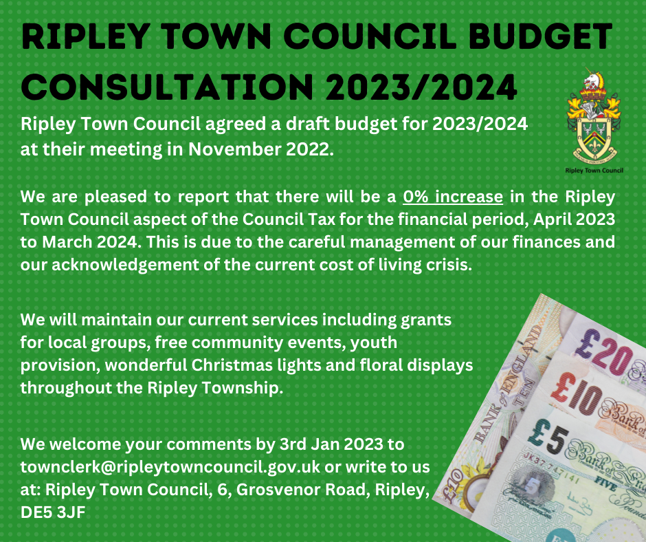 Ripley Town Council draft budget 2023 to 2024