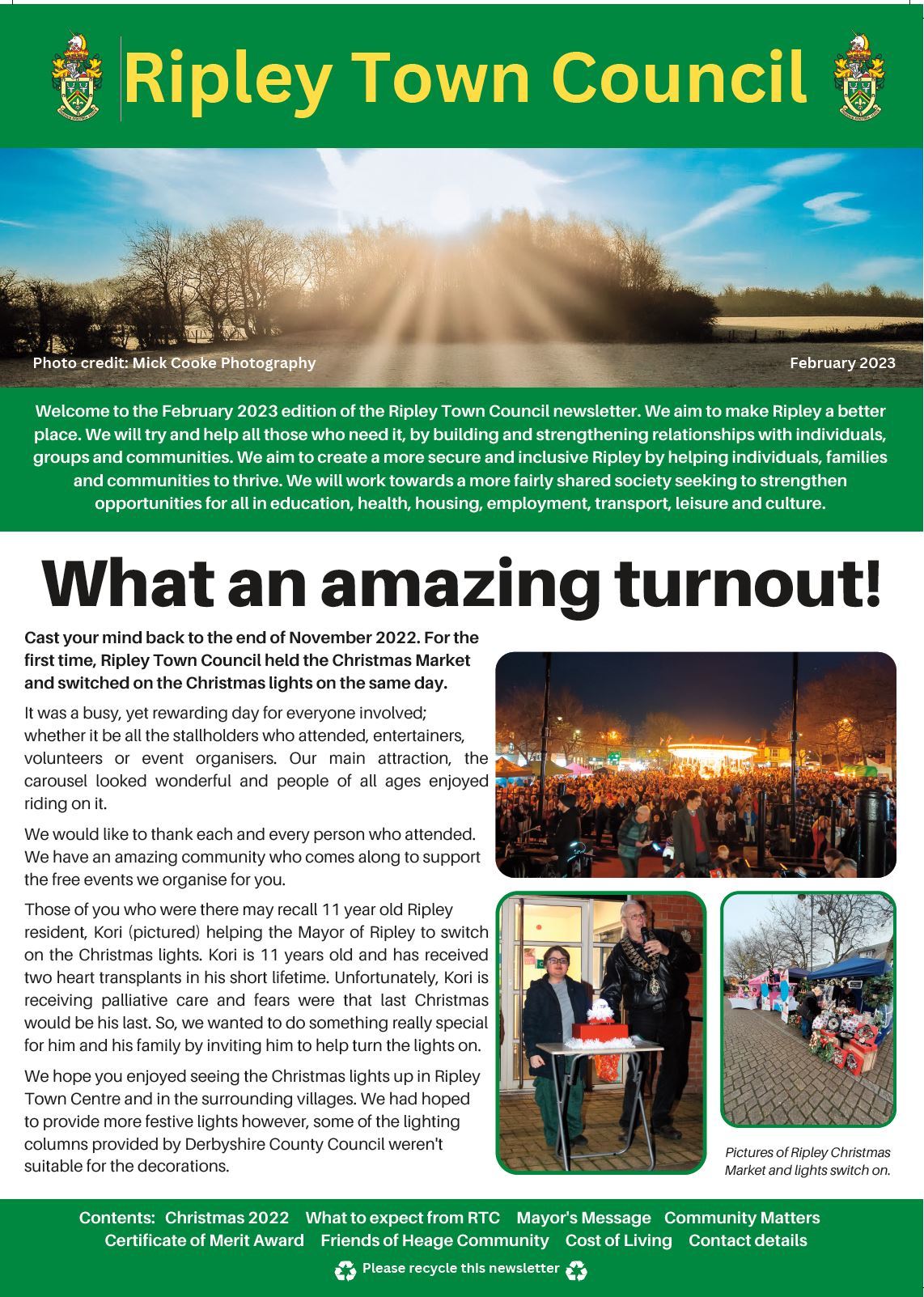 Ripley Town Council February newsletter front cover