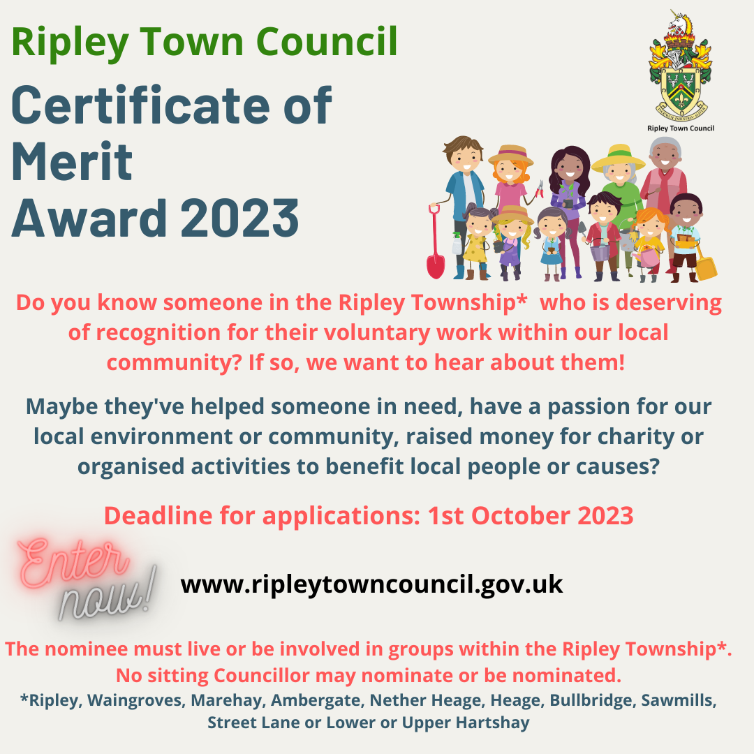 Ripley Town Council Certificate of Merit Award 2023