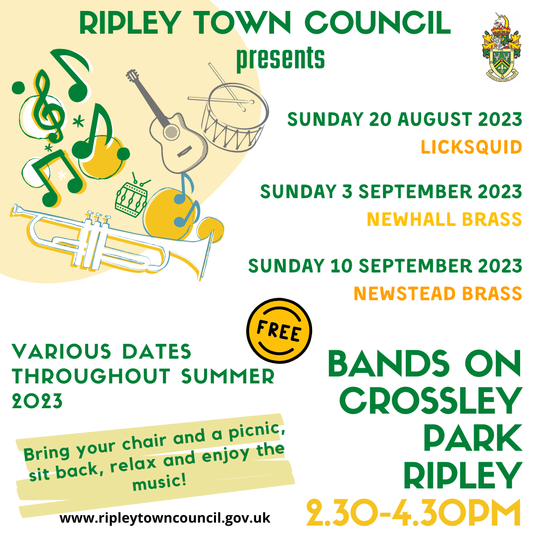 Bands on Crossley Park 2023 poster